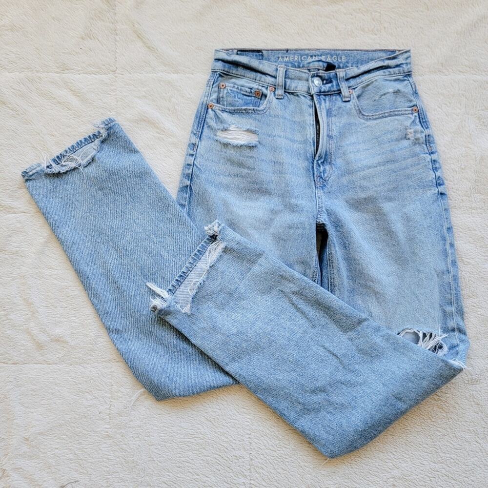 American Eagle‎ Distressed Highest Rise Baggy Straight Leg Jeans